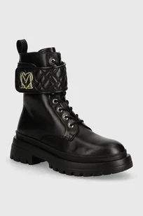Love Moschino workery skórzane damskie kolor czarny na płaskim obcasie JA24175G1LIA0000 - Botki damskie - miniaturka - grafika 1