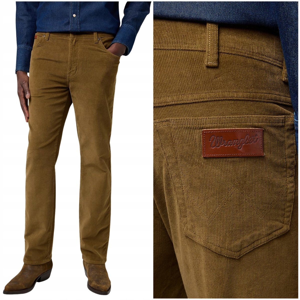 Wrangler TEXAS Kangaroo klasyczne proste spodnie sztruksy męskie W32 L32