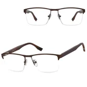 Okulary korekcyjne, oprawki, szkła - Małe męskie okulary na żyłkę oprawki korekcyjne zerówki 877C brązowe - miniaturka - grafika 1
