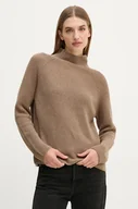 Swetry damskie - Marc O'Polo sweter bawełniany kolor brązowy z półgolfem 409605960009 - miniaturka - grafika 1