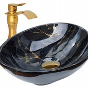 Umywalki - Umywalka nablatowa Estiva EBA Marmo Black Gold marmur czarna złote żyłki 41,5x34x14 cm - miniaturka - grafika 1