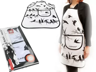 Fartuszek kuchenny - Black & White, Ptaki (CARMANI) - Fartuchy i rękawice kuchenne - miniaturka - grafika 1