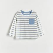 Koszulki dla chłopców - Reserved - Longsleeve oversize w paski - Kremowy - miniaturka - grafika 1