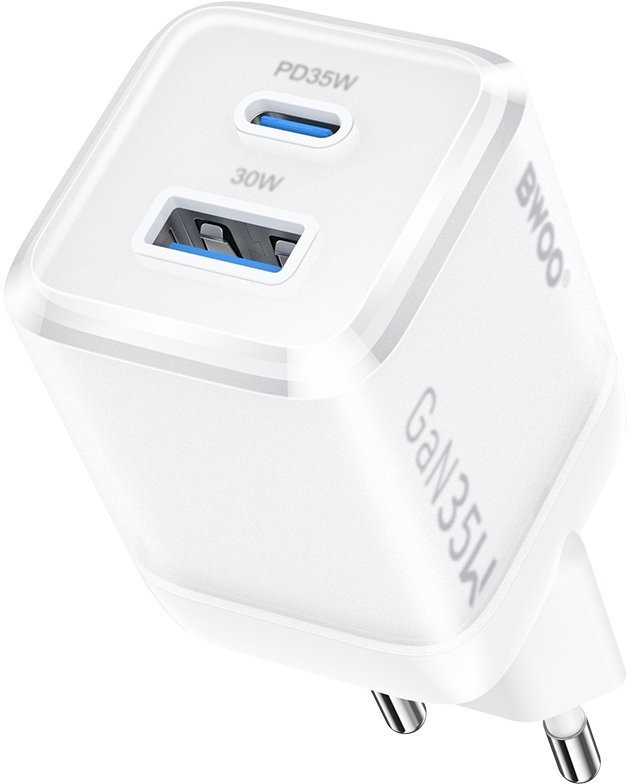 BWOO ładowarka sieciowa GaN CDA222 PD 35W 1 x USB 1 x USB-C biała