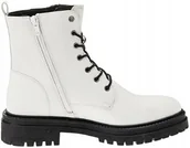 Botki damskie - GEOX BIAŁE SKÓRZANE BOTKI DAMSKIE OZDOBNE SZNUROWANIE 41 6AA - miniaturka - grafika 1