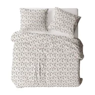 Pościel - Pościel z kory 160x200 biała brązowa granatowa gałązki liście 614N Bielawa KARO - miniaturka - grafika 1