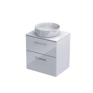 Szafka łazienkowa pod umywalkę z blatem Oristo Geo 60 cm biały połysk KI01-ZB2S-60-1 - Szafki łazienkowe - miniaturka - grafika 1