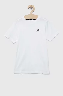 Koszulki dla dziewczynek - adidas t-shirt bawełniany dziecięcy kolor biały z nadrukiem - grafika 1