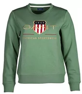 Bluzy damskie - GANT Damska bluza Archive Shield C-Neck Sweat Jade Green, standardowa - miniaturka - grafika 1