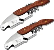 Korkociągi i otwieracze - 2 x korkociąg do wina ze stali nierdzewnej nóż kelnerski otwieracz do wina z otwieraczem do butelek i przecinakiem do folii nóż sommelierski wielofunkcyjne sztućce kelnerskie korkociąg do wina korkociąg ręczny - miniaturka - grafika 1