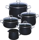 Zestawy garnków i patelni - RIESS EMAILLE 5cz. Black Magic - zestaw garnków, bez niklu, INDUKCJA - miniaturka - grafika 1