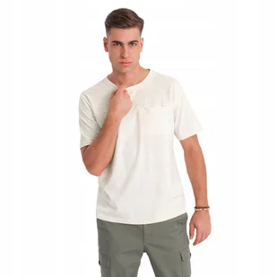 Męski t-shirt z kieszonką LOOSE FIT - biały V8 OM-TSCT-0171 rozmiar M - Koszulki męskie - miniaturka - grafika 1