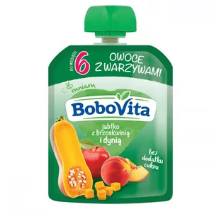 BoboVita Mus jabłko z brzoskwinią i dynią po 6. miesiącu 80 g - Desery dla dzieci - miniaturka - grafika 1