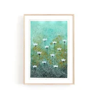 Obrazy i zdjęcia na płótnie - Oryginalna akwarela. Białe kwiaty A4 - miniaturka - grafika 1