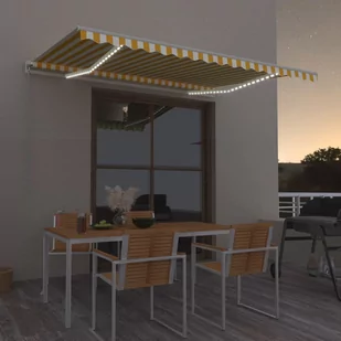 VidaXL Lumarko Ręcznie zwijana markiza z LED, 450 x 300 cm, żółta-biała! 3068923 VidaXL - Markizy - miniaturka - grafika 1