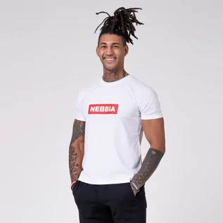 Koszulki sportowe męskie - NEBBIA Mens Basic T-shirt White - grafika 1