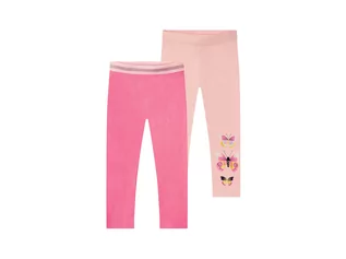 Spodnie i spodenki dla dziewczynek - LUPILU LUPILU Legginsy dziewczęce z bawełną, 2 pary (86/92, Ciemnoróżowy/różowy) - grafika 1