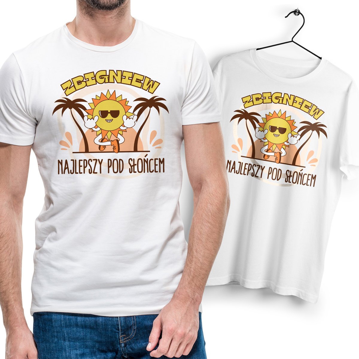 Koszulka Męska Biała Dla Zbigniewa T-Shirt Podkoszulek Nadruk Na Prezent