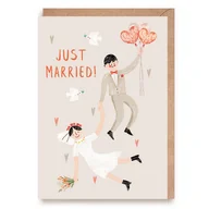 Kartki okolicznościowe i zaproszenia - Kartka ślubna Just Married Pamiątka dla nowożeńców - miniaturka - grafika 1