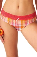 Majtki damskie - 2-pack figi damskie LPC 473, Kolor czerwony-kratka, Rozmiar S, Key - Intymna - miniaturka - grafika 1