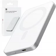Powerbanki - ER Power Power Bank z ładowaniem indukcyjnym Qi Snap 5000mAh MagSafe / USB-C 15W, kremowy - miniaturka - grafika 1