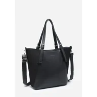 Torebki damskie - Pojemna Torebka Damska Czarna Shopper Torba na Ramię LUIGISANTO Z Zamszem - miniaturka - grafika 1