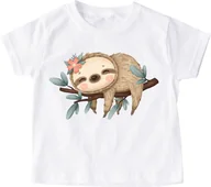 Koszulki dla dziewczynek - koszulka Z LENIWCEM DLA DZIEWCZYNKI - miniaturka - grafika 1