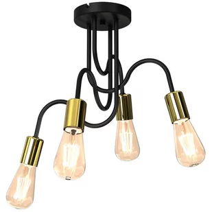 Luminex Dow 7994 plafon lampa sufitowa 4x60W E27 czarny/złoty - Lampy sufitowe - miniaturka - grafika 1