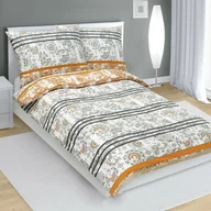 Pościel - Bellatex Pościel bawełniana Retro szaro-pomarańczowy, 140 x 200 cm, 70 x 90 cm - miniaturka - grafika 1