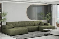Narożniki - Sofa w kształcie U NIMES narożnik tkanina Perfect Harmony zielony - miniaturka - grafika 1