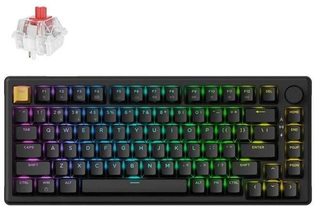 Keychron J2 Wireless KJ2-H1 - US Layout - Hot-Swappable Super Red - Black Czarna Mechaninė Belaidė Żądzeń Klawiatura