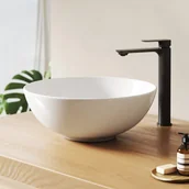 Umywalki - EMKE Okrągła Umywalka nablatowa 41.5x41.5x15.5 cm, Umywalka ceramiczna łazienkowa, montaż nablatowy, brylantowa biel - miniaturka - grafika 1