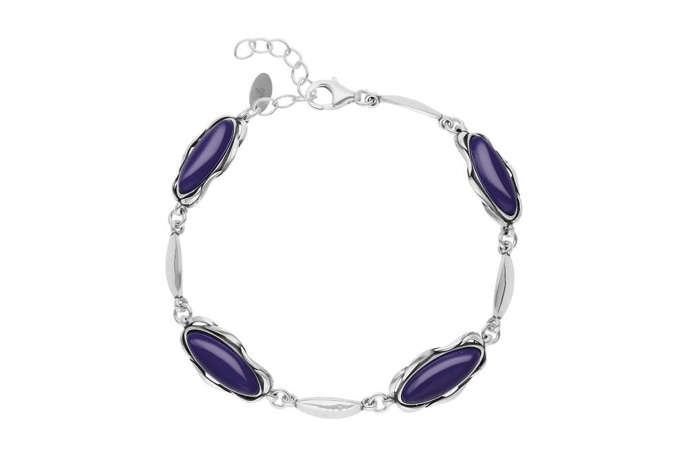 Srebrna bransoletka duża z ciemnoniebieskimi kamieniami kobalt pr. 925