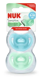 NUK Smoczek uspakajający silikonowy 6-18m Sensitive 2x BOY | szybka  | szeroki wybór smoczków uspokajających - Smoczki uspokajające - miniaturka - grafika 1