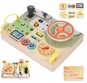 Zabawki interaktywne dla dzieci - Tablica manipulacyjna Montessori samochód panel edukacyjny LED alfabet W107 - miniaturka - grafika 1