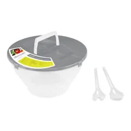 Przybory do gotowania - Domotti SALAD MISKA DO SAŁATY 5 L Z POKRYWĄ I SZTUĆCAMI TWORZYWO SZTUCZNE SZARA dom26998 - miniaturka - grafika 1