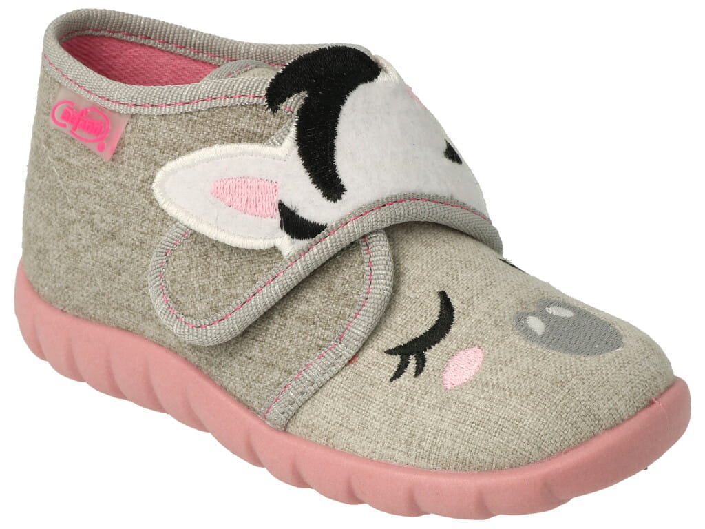 Kapcie dziecięce szare Befado 465P082 dziewczęce do przedszkola na rzep-20