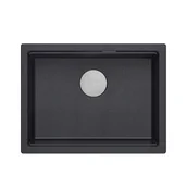 Zlewozmywaki - JOSH 110 GraniteQ zlewozmywak black diamond 59,5x45,1x21,5 cm 1-komorowy podwieszany z syfonem manualnym stal szlachetna - miniaturka - grafika 1