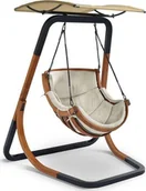 Fotele ogrodowe wiszące - Elior Beżowy fotel wiszący z daszkiem - Pasos 3X - miniaturka - grafika 1