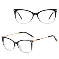 Okulary korekcyjne, oprawki, szkła - SLIM okulary damskie kocie oczy zerówki do komputera BLUE LIGHT 25151A - miniaturka - grafika 1