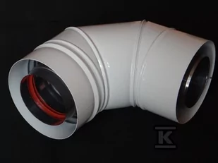 Kolano kominowe DN 60/100, 90 st powietrzno-spalonowe białe do kotłów kondensacyinychi turbo - Kominy i akcesoria - miniaturka - grafika 1