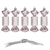 Bombki - Bombki choinkowe 5 szt. ozdoby świąteczne zestaw cukierki 8cm różowy CA0164 - miniaturka - grafika 1