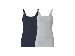 esmara® Top do karmienia z bawełny, 2 sztuki (M (40/42), Szary/granatowy) - Bluzki ciążowe - miniaturka - grafika 1