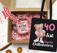 Gadżety dla niej i dla niego - Zestaw prezentowy na 40 urodziny - kubek na 40 z imieniem oraz torba - miniaturka - grafika 1