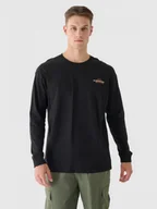 Koszulki sportowe męskie - Męski longsleeve z nadrukiem 4F 4FRAW24TLONM502 - czarny - miniaturka - grafika 1