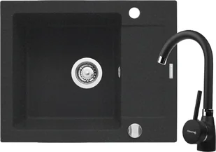 ZESTAW PYRAMIS MIDO (62x50) 1B 1D + BELLO czarny (nakrapiany) (070088401Bn) - Zlewozmywaki z baterią - miniaturka - grafika 1