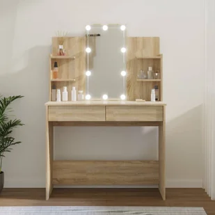 Toaletka z oświetleniem LED, dąb sonoma, 96x40x142 cm - Toaletki - miniaturka - grafika 1