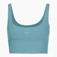 Bielizna sportowa damska - Biustonosz treningowy Nike Zenvy Rib Light Support smokey blue/white WYSYŁKA W 24H 30 DNI NA ZWROT - miniaturka - grafika 1