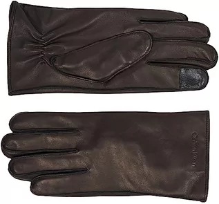 Rękawiczki - Calvin Klein Męskie przeszyte skórzane rękawiczki, Ck czarny, L-XL - grafika 1