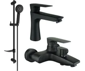Zestawy baterii łazienkowych - Mexen Axel DF40 zestaw wannowy, czarny - 73803DF40-70 - miniaturka - grafika 1